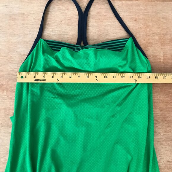Lululemon CYB Tank Top Women Size 2 Green Striped Racerback Moisture Wicking - Picture 6 of 7
